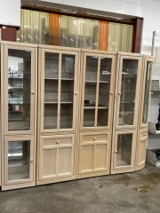 Light Wood Lighted Curio Cabinet (Set of Five)