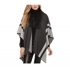 2553R9 | LINDA RICHARDS Wool\/Knit Cape w\/Genuine Fox Fur Trim  KN-222