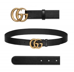 2554P7 | GUCCI GG Marmont Thin Belt | 120 | BLACK
