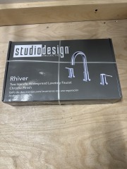 Rhiver two handle widespread lavatory faucet chrome finish