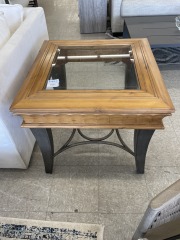 Glass Light Wood End table