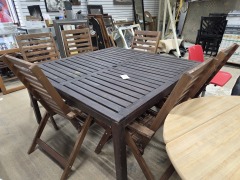 Square Wood Patio Dng Table w 6 Chrs