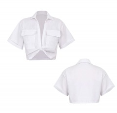 2586R9 | MICAS Basic Flap Pocket Twist Hem Shirt | EXTRA LARGE | WHITE