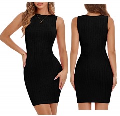 2582R9 | PRETTY GARDEN BodyCon Ribbed Sleeveless Mini Dress | LARGE | BLACK