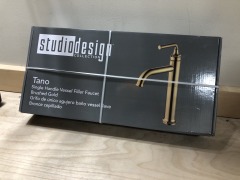 Tano single handle vessel filler faucet brushed gold