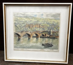 Old Heidelburg Bridge Etching Hans Figura