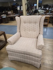 ETHAN ALLEN PINK WINGBACK ARM CHAIR