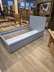 LIGHT GRAY TWIN SIZE BED FRAME W\/ DRAWERS
