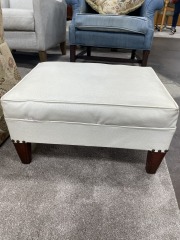 Solid White Pleather Ottoman