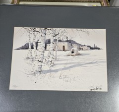 Snow Scene - John A White numbered lithograph