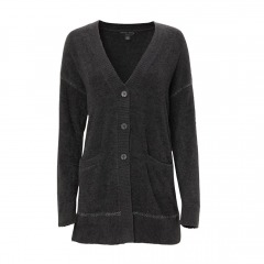 2551R9 | BAREFOOT DREAMS CozyChic Lite Contrast Stitch Cardigan | MEDIUM | CARBON
