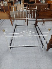 WHITE METAL FULL BED FRAME W\/SHELL PATTERN