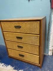 Bamboo Rattan Four Drawer Dresser