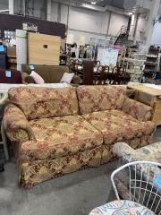 Red + Gold Floral Couch