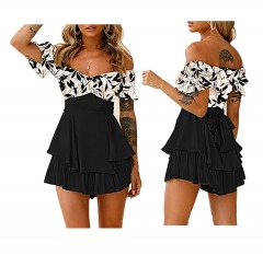 2615R12 | FIXMATTI Boho Romper | SMALL | BLACK PRINT