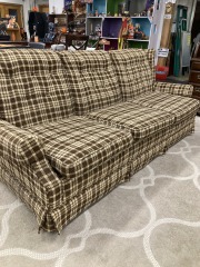 Vintage Brown Plaid Couch