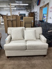 Modern Beige Tweed Loveseat