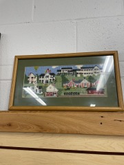 Vintage Embroidered City of Aurora Framed Art