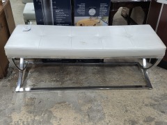 White Leather Bench