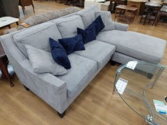 CINDY CRAWFORD HOME GREY L SHAPED SOFA