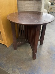 Round Mission Style Wood Side Table