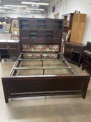 Havertys Modern Dark Wood Queen Bed Frame