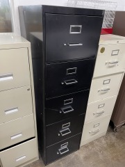 Classic Black Legal Five Drawer Filing Cabinet