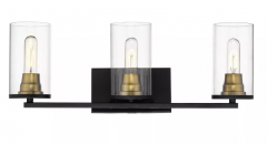 Studio Design Collection Amaya Triple Vanity Light Matte Black and Brushed Bronze Finish