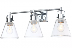 Studio Design Collection Beck Triple Vanity Light Chrome Finish Clear Glass Shades