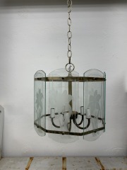 80s Post Modern Floral Etched Chandelier