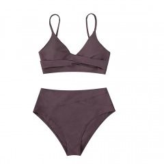 2645R12 | CUPSHE Marsala Twist High-Waisted Bikini Set | BROWN XL