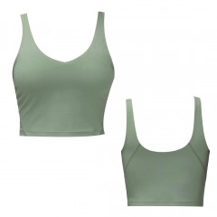 2648R12 | THE GYM PEOPLE Longline Wirefree Padded Sports Bra With Medium Support | JASMINE GREEN