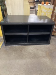 Black Solid Wood Minimalist Entertainment Center