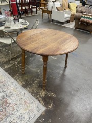 Round Solid Wood Drop Leaf Dining Table