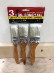 3 piece paint brushes wood handle
