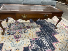 Shell Motif Wood & Glasstop Coffee Table