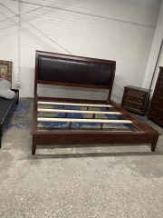 Brown King Sleigh BedFrame