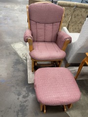 Blushing Wood Glider and Ottoman