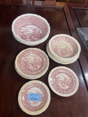 Vintage Salem Heirloom Red Transferware Chine (Set of 17)