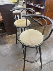 Metal Biege Cushion Bar Stools (Each)