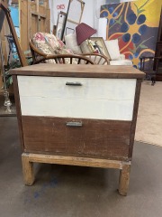 Walnut MCM Painted Nightstand