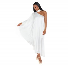 2660R12 | MUMU Rhea One Shoulder Dress | EXTRA SMALL | IVORY