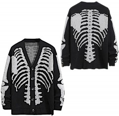2663R12 | SHENHE Men's Skeleton Pattern Knitted Sweater | MEDIUM | BLACK \/ WHITE