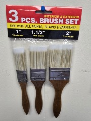 3pc PAINT BRUSH WOOD HANDLES