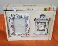 Kirch Porcelain Set With clock, 4x6 Picture Frame NEW IN BOX