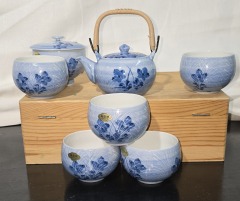 Arita yaki ware Green Tea cup and Pot set Kyusu Yunomi Kyo style Peony Japan