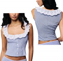 2668R11 | GUIZIO Paloma Lace Top | EXTRA SMALL | POWDER BLUE