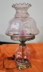 Vintage Floral Hurricane Lamp