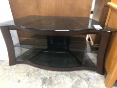 Black glass 3 tier tv stand