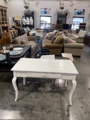 White Table with Drawer